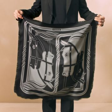 ブラック - メンズ シルクマフラー＆カシミヤストール | Hermès